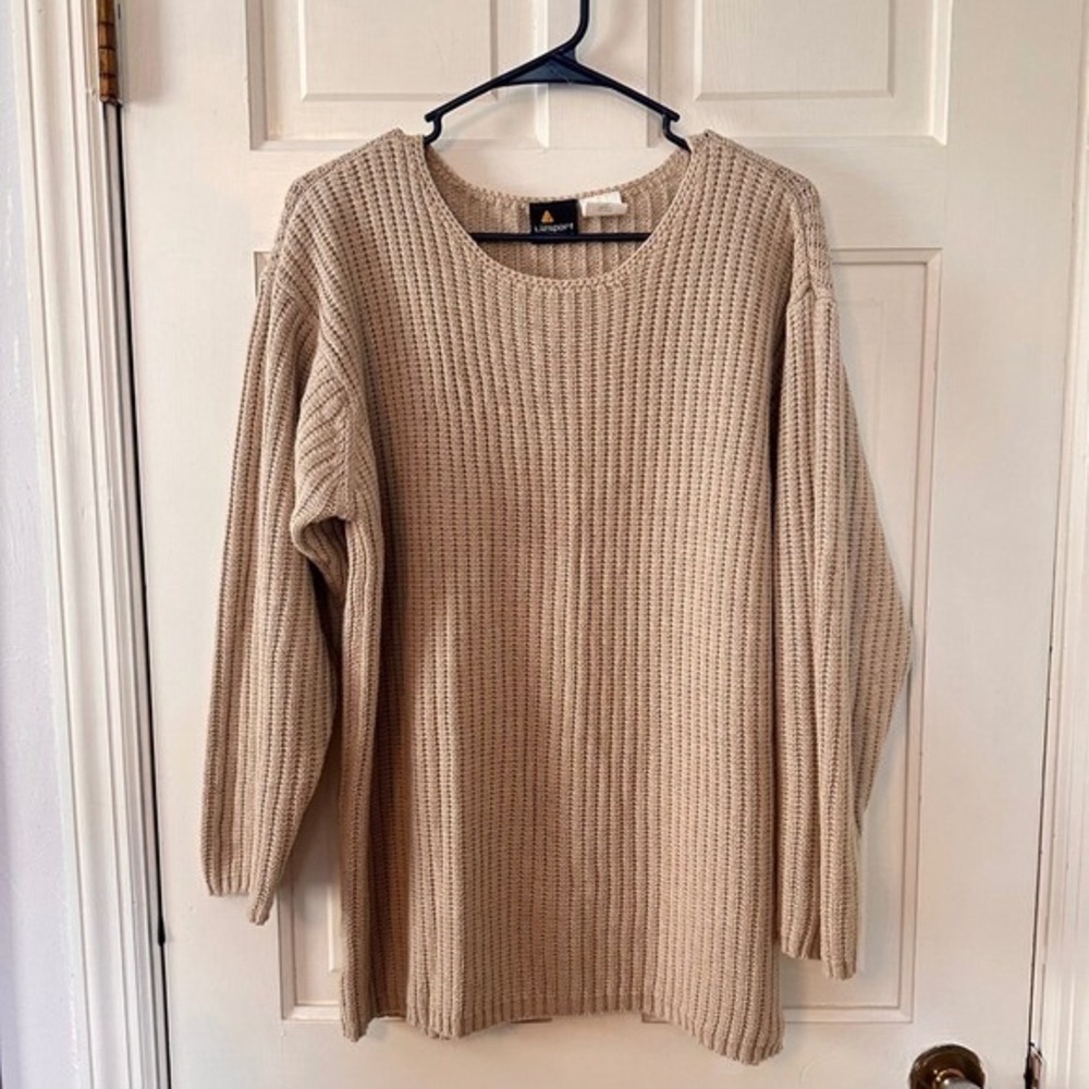 Liz‎ Sport Petite Linen Blend Sweater Oversized BOHO Knit Beachy Beige PS